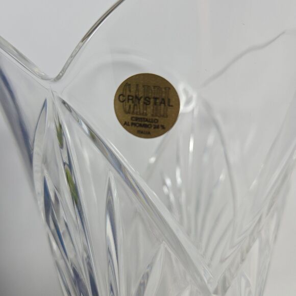 Capri Crystal Lotus Clear Vase 10" x 3.25" Genuine 24% Leaded Crystal New in Box - Picture 4 of 13